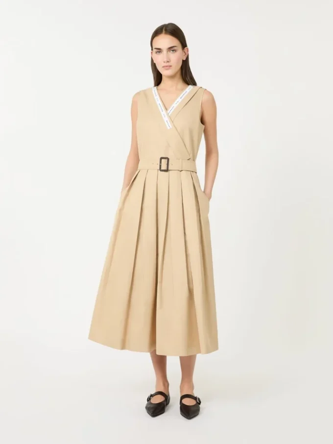 Wasserabweisendes Gabardine-Kleid, beige Wasserabweisendes Gabardine-Kleid, beige