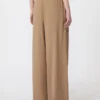 Weit geschnittene Hose aus gewaschener Seide, haselnussbraun