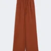Weit geschnittene Hose aus gewaschener Seide, Terrakotta Weit geschnittene Hose aus gewaschener Seide, Terrakotta