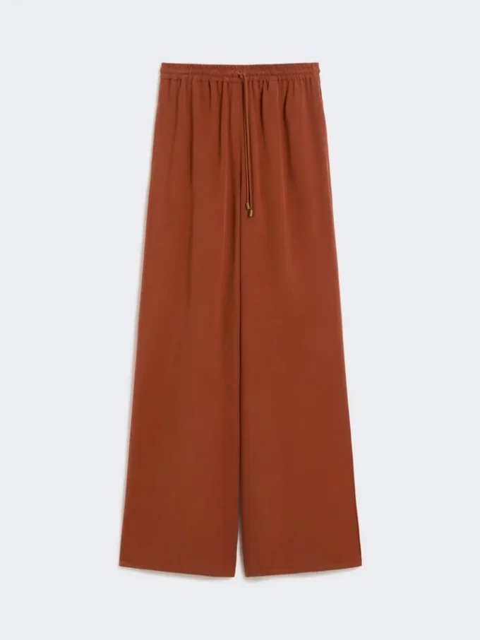 Weit geschnittene Hose aus gewaschener Seide, Terrakotta Weit geschnittene Hose aus gewaschener Seide, Terrakotta