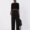Crop-Top aus Stretch-Viskose, schwarz Crop-Top aus Stretch-Viskose, schwarz