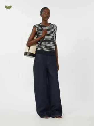 Weit geschnittene Jeans aus Baumwoll-Denim, marineblau