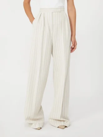 Weit geschnittene Piqua-Jersey-Hose mit Nadelstreifen, weiß