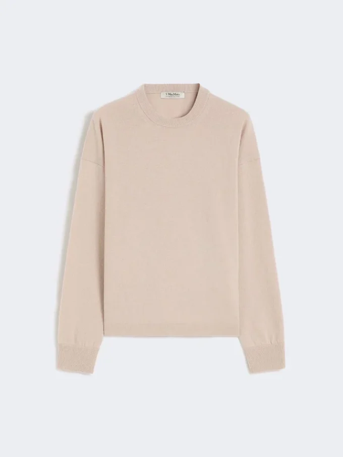 Weit geschnittener Pullover aus Wolle und Kaschmir, puderfarben Weit geschnittener Pullover aus Wolle und Kaschmir, puderfarben