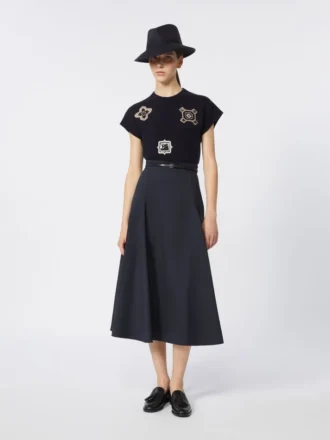 Weit geschnittener Rock aus Tech-Wolle, ultramarinblau