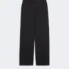 Weite Hose aus Baumwollsatin, marineblau Weite Hose aus Baumwollsatin, marineblau
