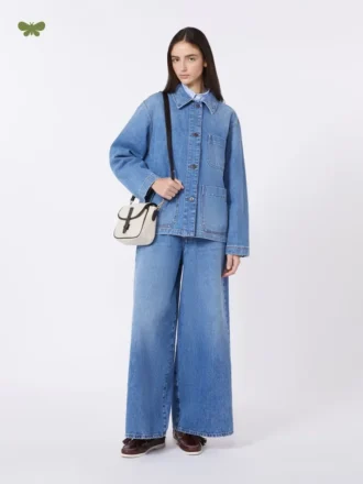 Weite Jeans aus Baumwoll-Denim, marineblau