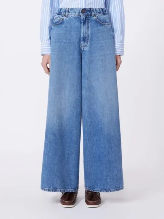 Weite Jeans aus Baumwoll-Denim, marineblau