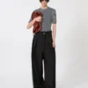 Weite Stretch-Wollhose, schwarz Weite Stretch-Wollhose, schwarz