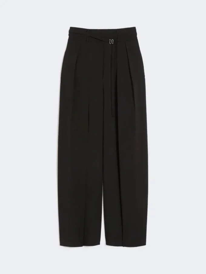 Weite Stretch-Wollhose, schwarz Weite Stretch-Wollhose, schwarz