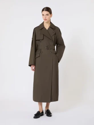 Weiter, wasserabweisender Trenchcoat aus Twill, grün Weiter, wasserabweisender Trenchcoat aus Twill, grün