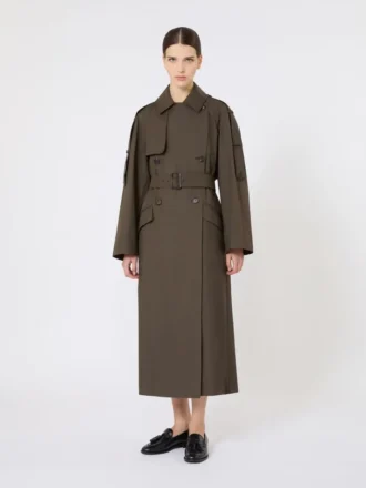Weiter, wasserabweisender Trenchcoat aus Twill, grün Weiter, wasserabweisender Trenchcoat aus Twill, grün