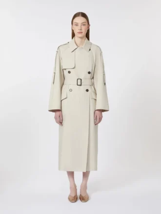 Weiter, wasserabweisender Trenchcoat aus Twill, naturfarben