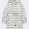 Wendbare Daunenjacke aus wasserabweisendem Satin, elfenbeinfarben Wendbare Daunenjacke aus wasserabweisendem Satin, elfenbeinfarben