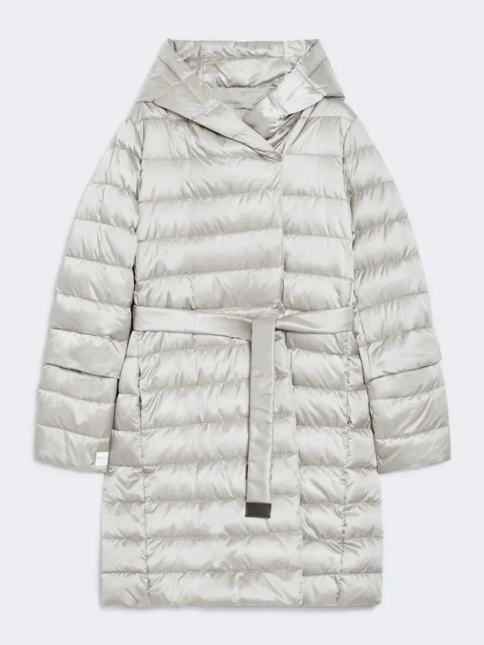 Wendbare Daunenjacke aus wasserabweisendem Satin, elfenbeinfarben Wendbare Daunenjacke aus wasserabweisendem Satin, elfenbeinfarben