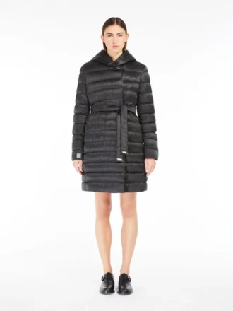 Wendbare Daunenjacke aus wasserabweisendem Satin, schwarz