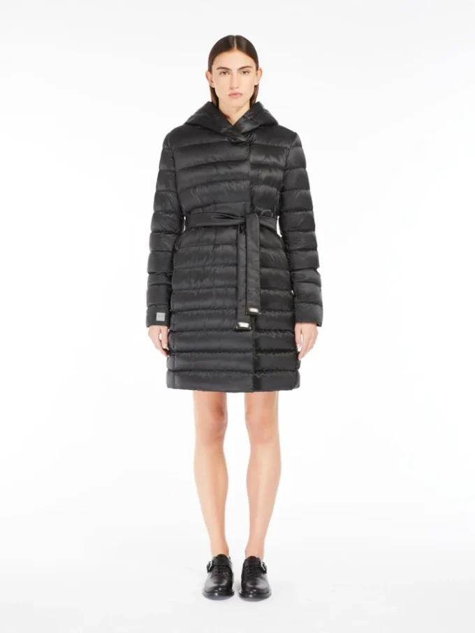 Wendbare Daunenjacke aus wasserabweisendem Satin, schwarz