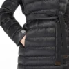 Wendbare Daunenjacke aus wasserabweisendem Satin, schwarz