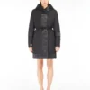 Wendbare Daunenjacke aus wasserabweisendem Satin, schwarz