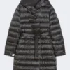 Wendbare Daunenjacke aus wasserabweisendem Satin, schwarz