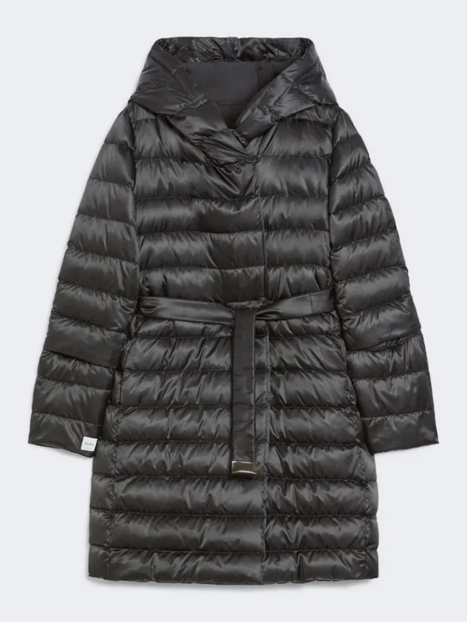 Wendbare Daunenjacke aus wasserabweisendem Satin, schwarz