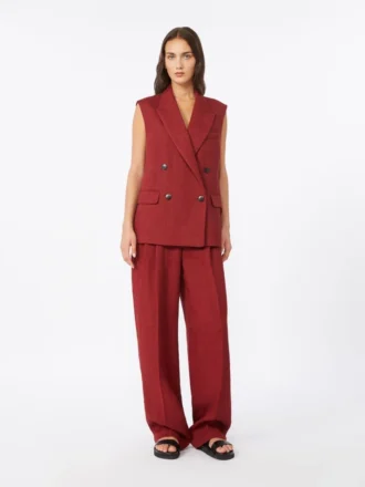 Weste aus Leinen-Twill, ziegelrot