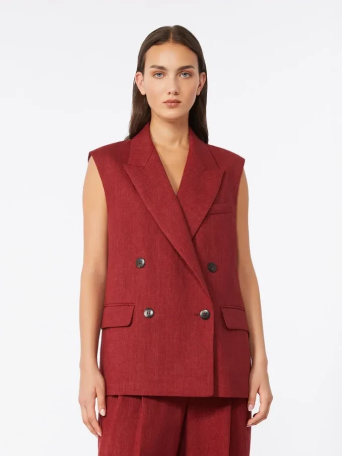 Weste aus Leinen-Twill, ziegelrot Weste aus Leinen-Twill, ziegelrot