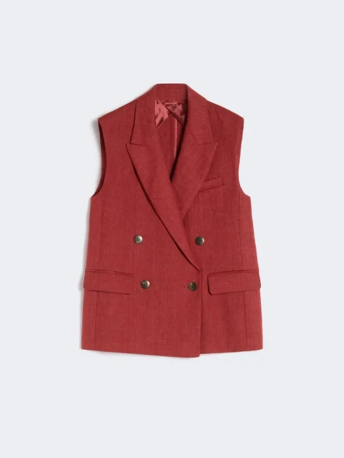 Weste aus Leinen-Twill, ziegelrot Weste aus Leinen-Twill, ziegelrot