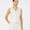 Weste aus Leinen und Zopfmuster, beige Weste aus Leinen und Zopfmuster, beige