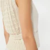 Weste aus Leinen und Zopfmuster, beige Weste aus Leinen und Zopfmuster, beige