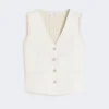 Weste aus Leinen und Zopfmuster, beige Weste aus Leinen und Zopfmuster, beige