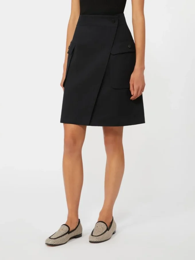 Wickelrock aus Stretch-Baumwolle, schwarz Wickelrock aus Stretch-Baumwolle, schwarz