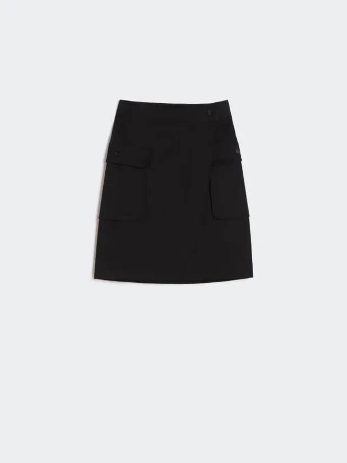 Wickelrock aus Stretch-Baumwolle, schwarz Wickelrock aus Stretch-Baumwolle, schwarz