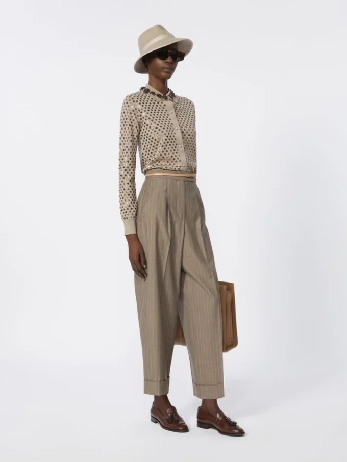 Wollcardigan mit Pailletten, braun Wollcardigan mit Pailletten, braun