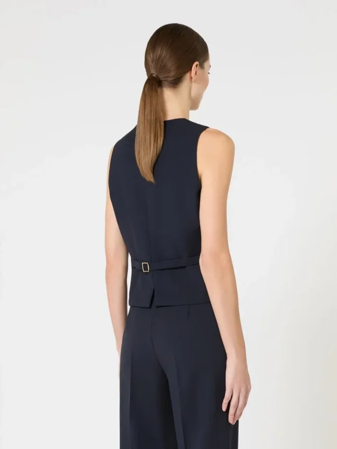 Wollkrepp-Weste, marineblau Wollkrepp-Weste, marineblau