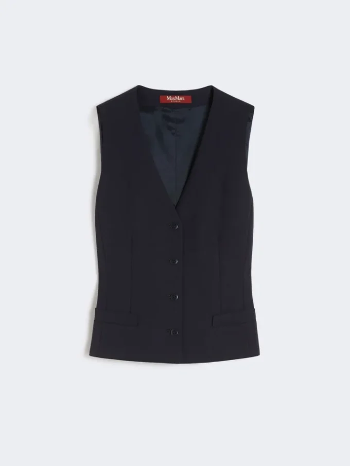 Wollkrepp-Weste, marineblau Wollkrepp-Weste, marineblau