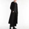 Wollmantel mit Drapierung, schwarz Wollmantel mit Drapierung, schwarz