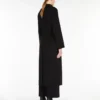 Wollmantel mit Drapierung, schwarz Wollmantel mit Drapierung, schwarz