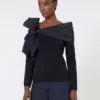 Wollpullover mit Schleifendetail, ultramarinblau Wollpullover mit Schleifendetail, ultramarinblau