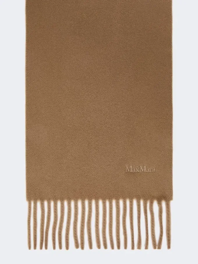 Wollschal mit Stickerei, braun