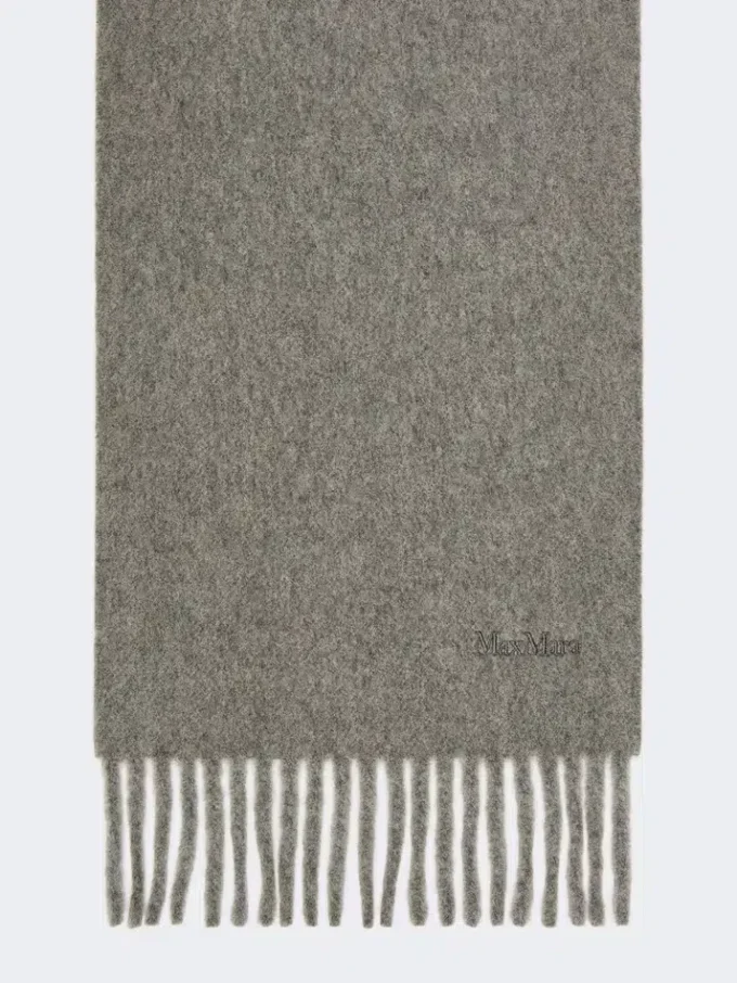 Wollschal mit Stickerei, mittelgrau Wollschal mit Stickerei, mittelgrau
