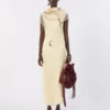 Zweilagiges Satin-Kleid, hellgelb Zweilagiges Satin-Kleid, hellgelb