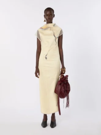 Zweilagiges Satin-Kleid, hellgelb