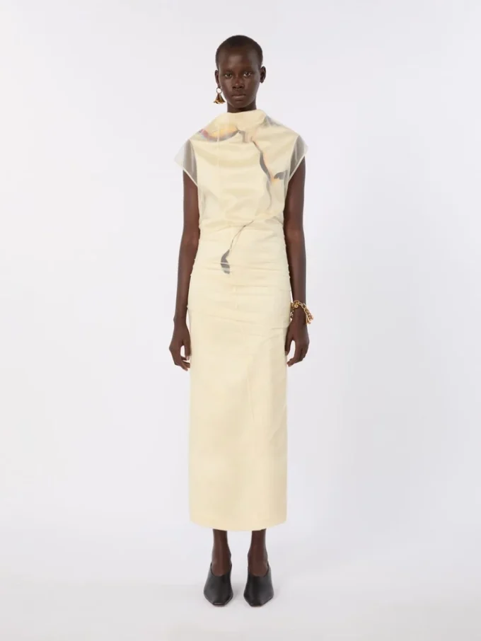 Zweilagiges Satin-Kleid, hellgelb Zweilagiges Satin-Kleid, hellgelb