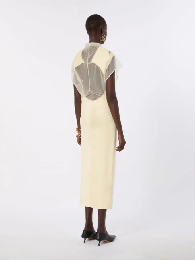 Zweilagiges Satin-Kleid, hellgelb Zweilagiges Satin-Kleid, hellgelb