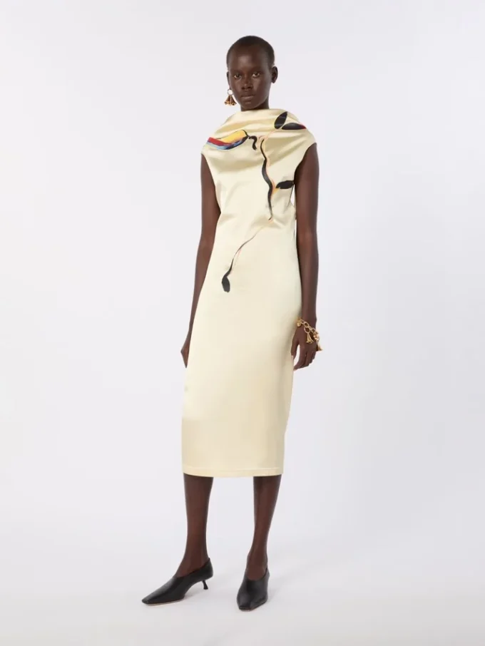 Zweilagiges Satin-Kleid, hellgelb Zweilagiges Satin-Kleid, hellgelb