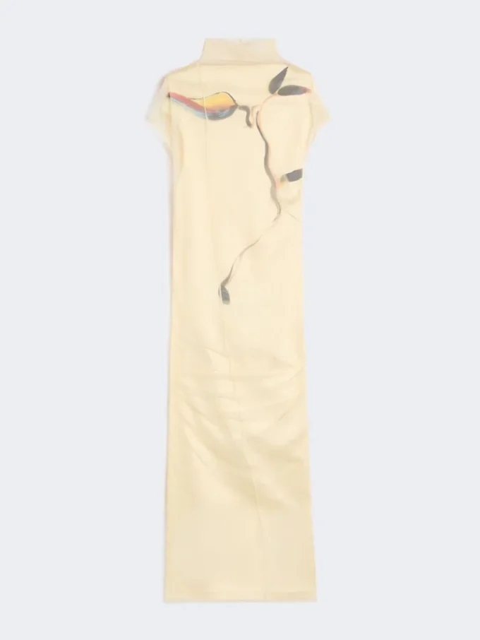 Zweilagiges Satin-Kleid, hellgelb Zweilagiges Satin-Kleid, hellgelb