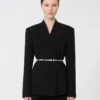 Zweireihige Cady-Jacke mit Gürtel, schwarz Zweireihige Cady-Jacke mit Gürtel, schwarz