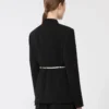 Zweireihige Cady-Jacke mit Gürtel, schwarz Zweireihige Cady-Jacke mit Gürtel, schwarz