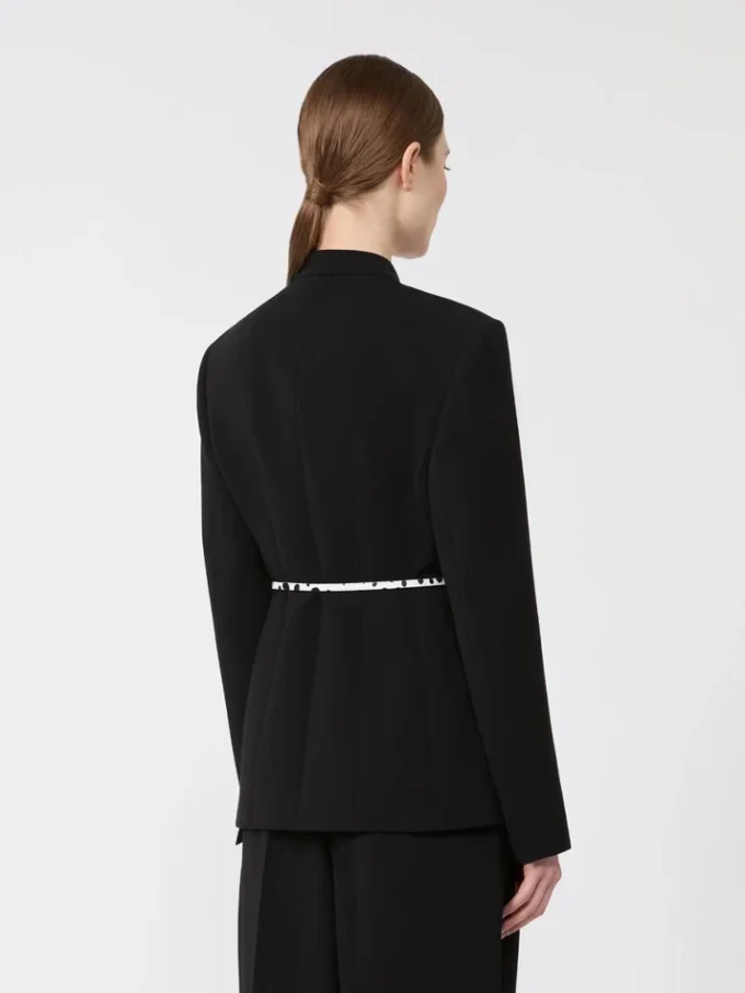 Zweireihige Cady-Jacke mit Gürtel, schwarz Zweireihige Cady-Jacke mit Gürtel, schwarz